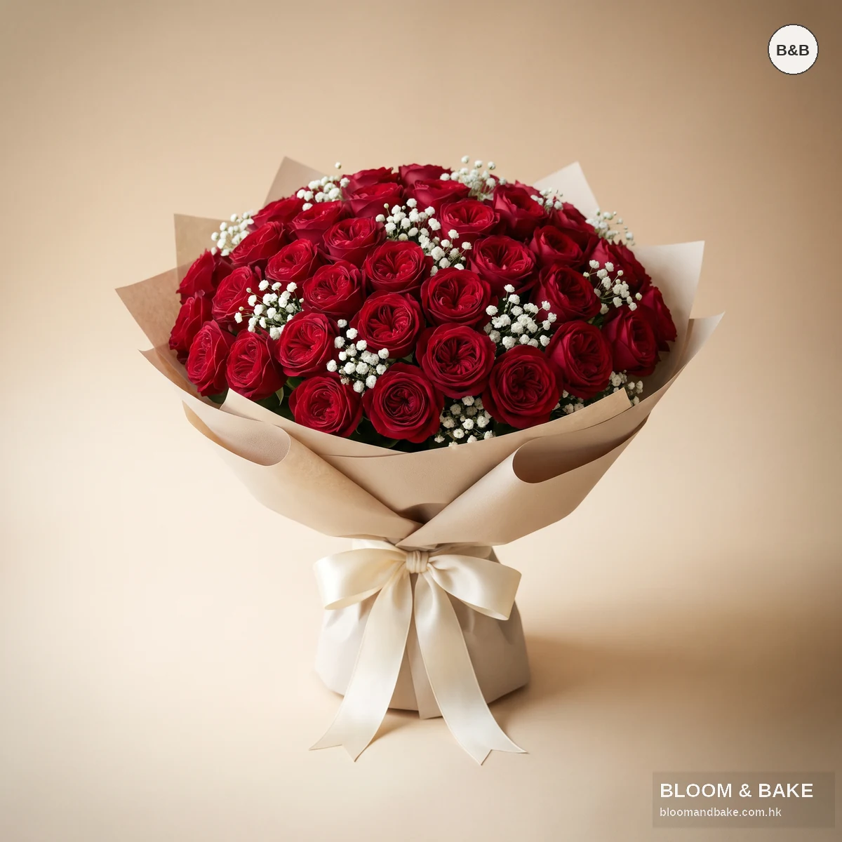 鮮花花藝 — Valentine's Day Flowers – Soft and sweet rose bouquet (40 stems)