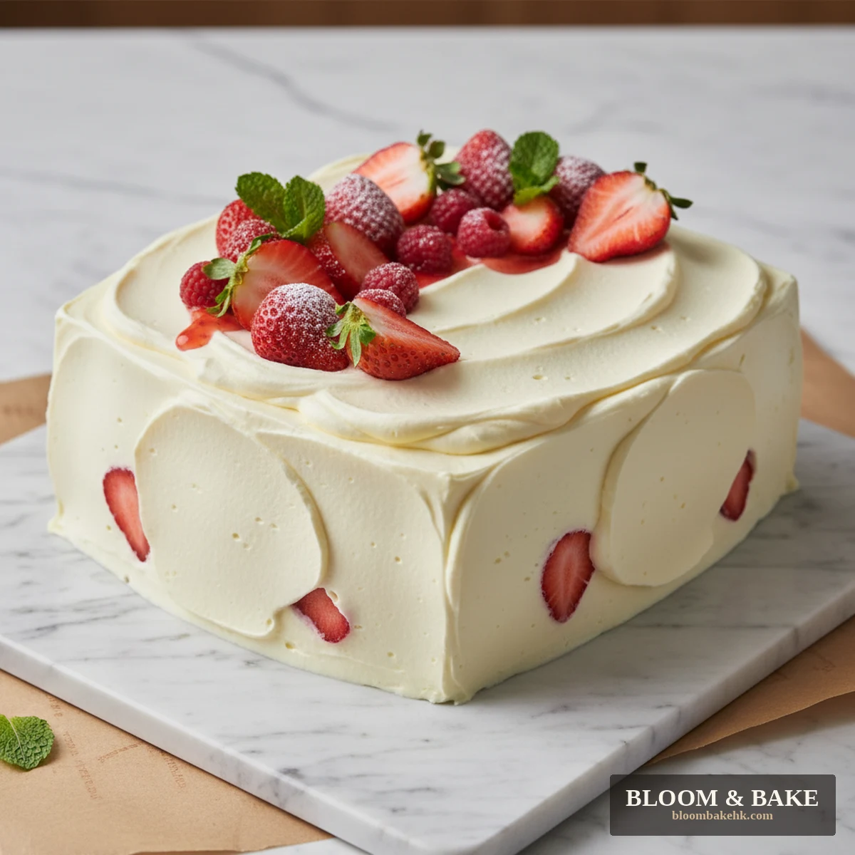 訂造蛋糕 士多啤梨忌廉蛋糕 · 經典款 — Bloom & Bake 香港 訂造蛋糕 精品圖