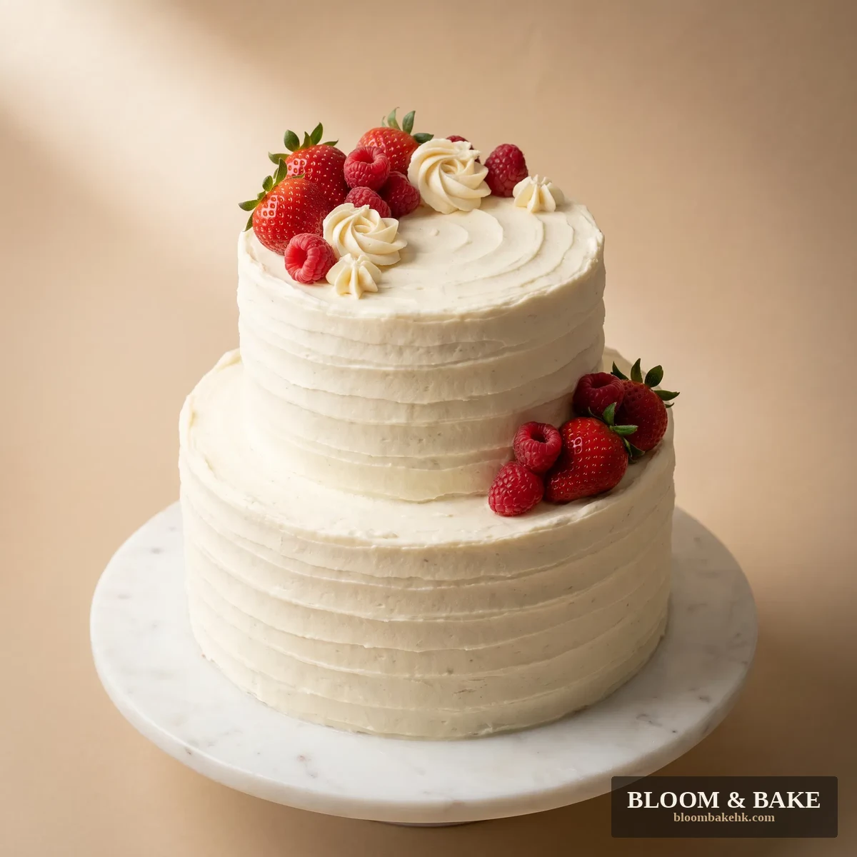 訂造蛋糕 士多啤梨芝士蛋糕 – 雪粉玫瑰酸奶士多啤梨芝士蛋糕 — Bloom & Bake 香港 訂造蛋糕 精品圖