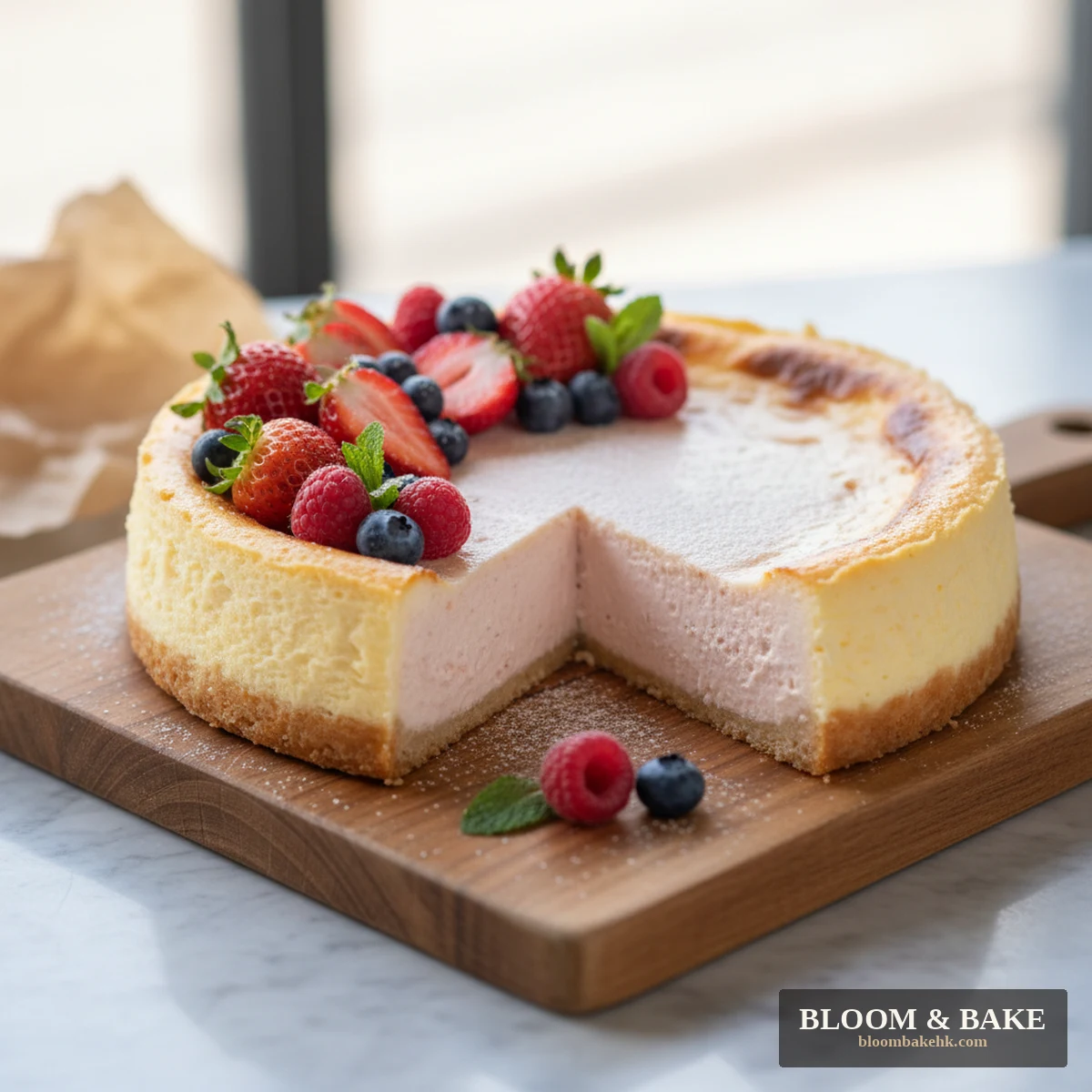 訂造蛋糕 — 士多啤梨芝士蛋糕 – 莓果巴斯克士多啤梨芝士蛋糕