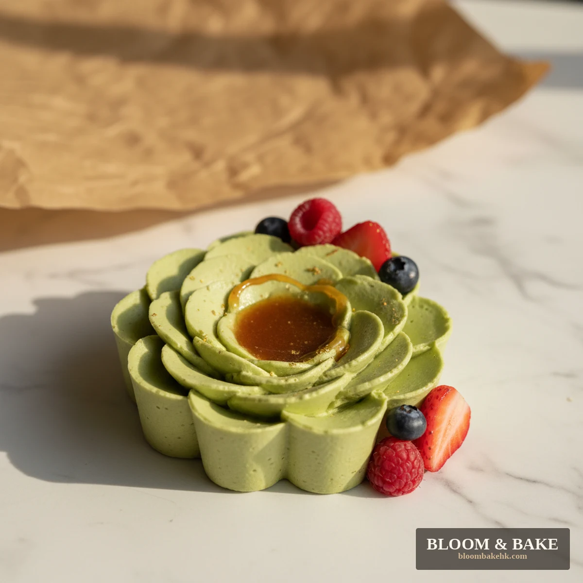 迷你生日蛋糕 - 抹茶楓語花形迷你蛋糕 — 散水餅推薦 Bloom & Bake